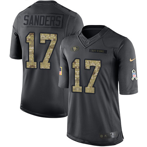 Nike 49ers #17 Emmanuel Sanders Black Youth Stitched NFL Limited 2016 Salute to Service Jersey