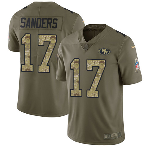 Nike 49ers #17 Emmanuel Sanders Olive/Camo Youth Stitched NFL Limited 2017 Salute to Service Jersey