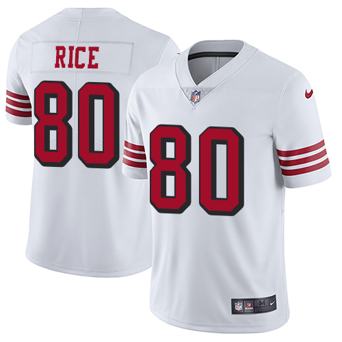 Nike 49ers #80 Jerry Rice White Rush Youth Stitched NFL Vapor Untouchable Limited Jersey