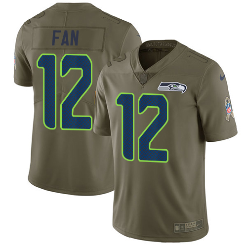 Nike Seahawks #12 Fan Olive Youth Stitched NFL Limited 2017 Salute to Service Jersey