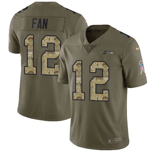 Nike Seahawks #12 Fan Olive/Camo Youth Stitched NFL Limited 2017 Salute to Service Jersey