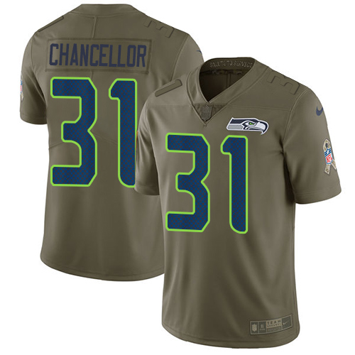 Nike Seahawks #31 Kam Chancellor Olive Youth Stitched NFL Limited 2017 Salute to Service Jersey