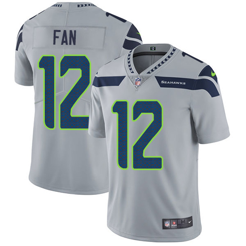 Nike Seahawks #12 Fan Grey Alternate Youth Stitched NFL Vapor Untouchable Limited Jersey