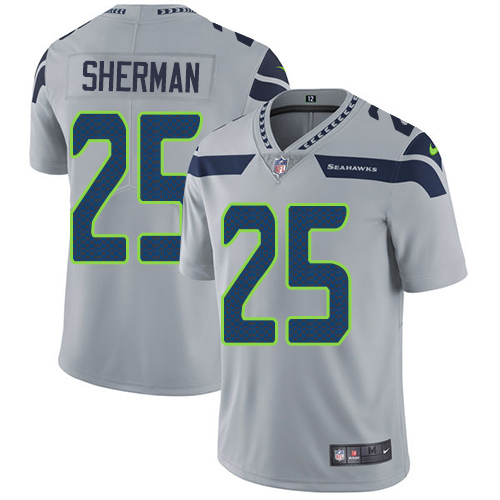 Nike Seahawks #25 Richard Sherman Grey Alternate Youth Stitched NFL Vapor Untouchable Limited Jersey
