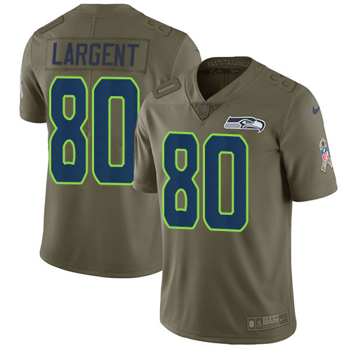 Nike Seahawks #80 Steve Largent Olive Youth Stitched NFL Limited 2017 Salute to Service Jersey