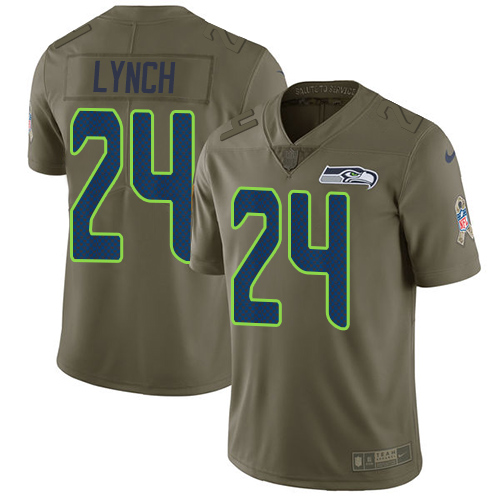 Nike Seahawks #24 Marshawn Lynch Olive Youth Stitched NFL Limited 2017 Salute to Service Jersey