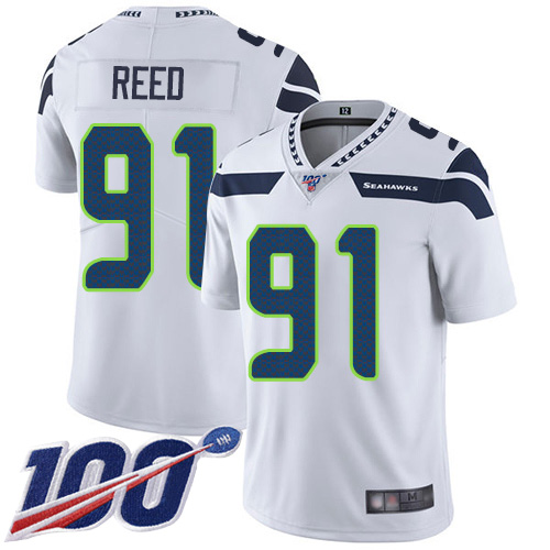 Nike Seahawks #91 Jarran Reed White Youth Stitched NFL 100th Season Vapor Limited Jersey