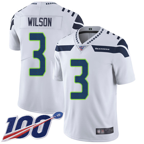 Nike Seahawks #3 Russell Wilson White Youth Stitched NFL 100th Season Vapor Limited Jersey