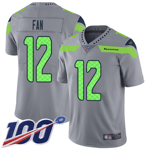 Nike Seahawks #12 Fan Silver Youth Stitched NFL Limited Inverted Legend 100th Season Jersey
