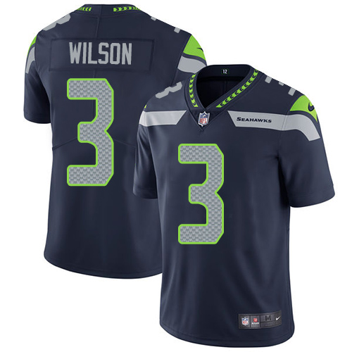Nike Seahawks #3 Russell Wilson Steel Blue Team Color Youth Stitched NFL Vapor Untouchable Limited Jersey
