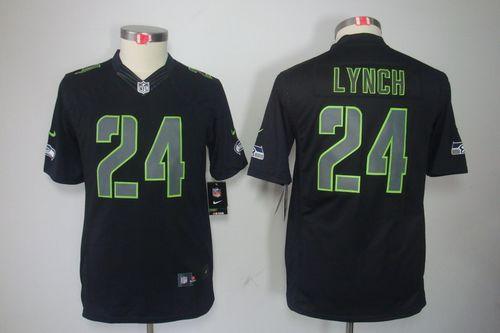 Nike Seahawks #24 Marshawn Lynch Black Impact Youth Stitched NFL Limited Jersey