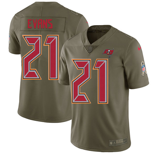 Nike Buccaneers #21 Justin Evans Olive Youth Stitched NFL Limited 2017 Salute to Service Jersey