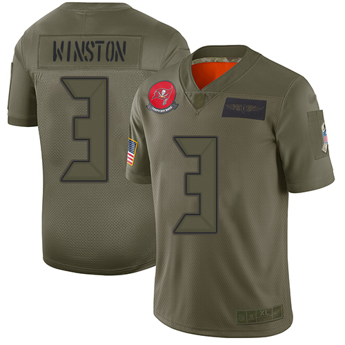 Nike Buccaneers #3 Jameis Winston Camo Youth Stitched NFL Limited 2019 Salute to Service Jersey