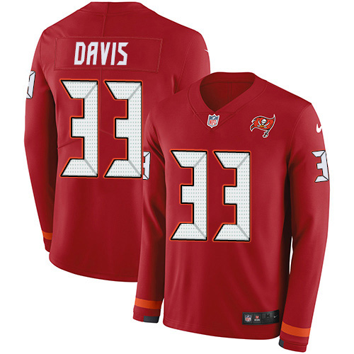 Nike Buccaneers #33 Carlton Davis III Red Team Color Youth Stitched NFL Limited Therma Long Sleeve Jersey