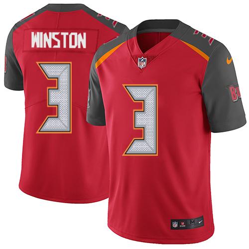 Nike Buccaneers #3 Jameis Winston Red Team Color Youth Stitched NFL Vapor Untouchable Limited Jersey
