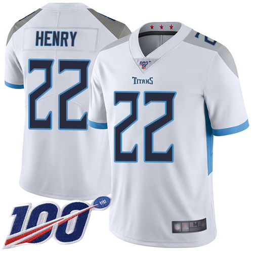 Nike Titans #22 Derrick Henry White Youth Stitched NFL 100th Season Vapor Limited Jersey