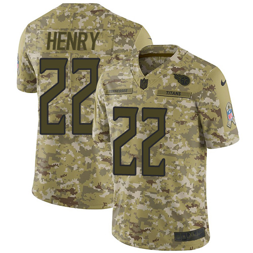 Nike Titans #22 Derrick Henry Camo Youth Stitched NFL Limited 2018 Salute to Service Jersey