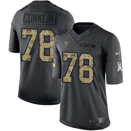 Nike Titans #78 Jack Conklin Black Youth Stitched NFL Limited 2016 Salute to Service Jersey