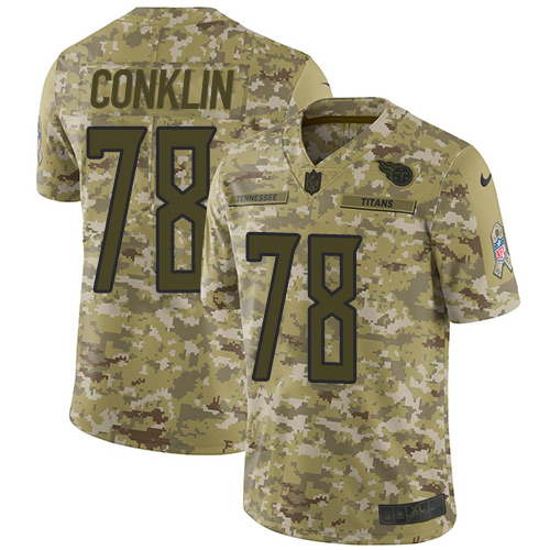 Nike Titans #78 Jack Conklin Camo Youth Stitched NFL Limited 2018 Salute to Service Jersey