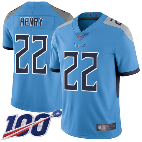 Nike Titans #22 Derrick Henry Light Blue Alternate Youth Stitched NFL 100th Season Vapor Limited Jersey