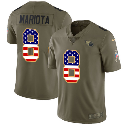 Nike Titans #8 Marcus Mariota Olive/USA Flag Youth Stitched NFL Limited 2017 Salute to Service Jersey