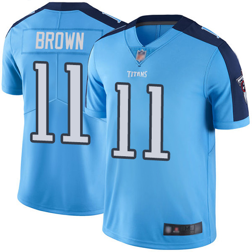 Nike Titans #11 A.J. Brown Light Blue Youth Stitched NFL Limited Rush Jersey