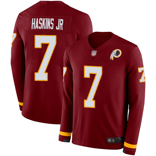 Nike Redskins #7 Dwayne Haskins Jr Burgundy Red Team Color Youth Stitched NFL Limited Therma Long Sleeve Jersey