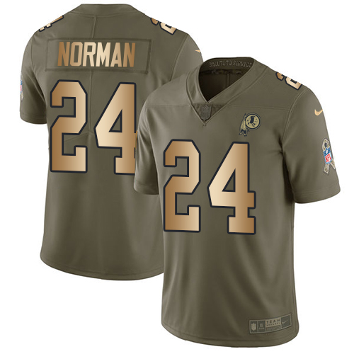 Nike Redskins #24 Josh Norman Olive/Gold Youth Stitched NFL Limited 2017 Salute to Service Jersey
