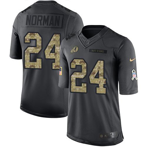 Nike Redskins #24 Josh Norman Black Youth Stitched NFL Limited 2016 Salute to Service Jersey