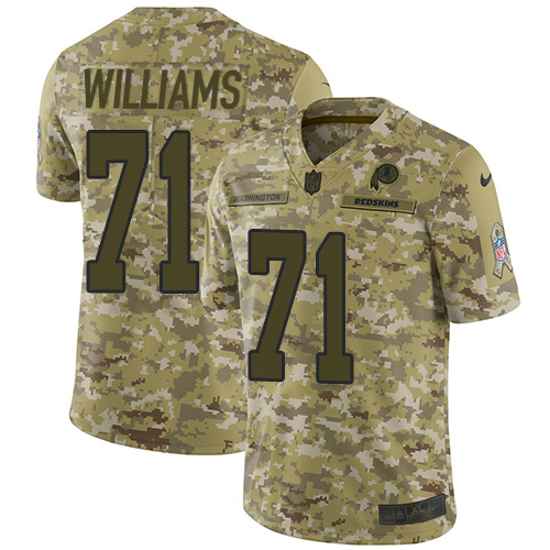 Nike Redskins #71 Trent Williams Camo Youth Stitched NFL Limited 2018 Salute to Service Jersey