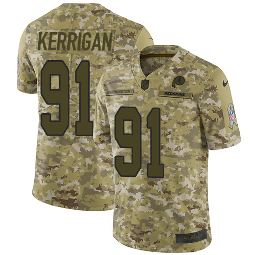 Nike Redskins #91 Ryan Kerrigan Camo Youth Stitched NFL Limited 2018 Salute to Service Jersey