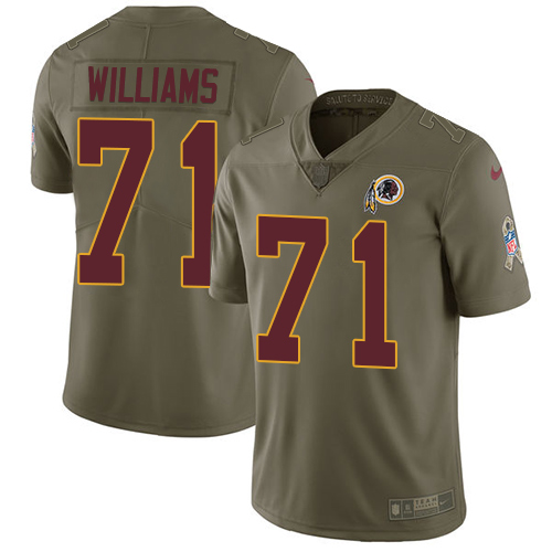 Nike Redskins #71 Trent Williams Olive Youth Stitched NFL Limited 2017 Salute to Service Jersey