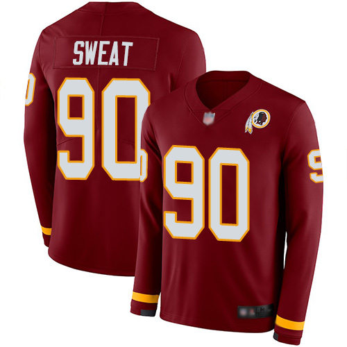 Nike Redskins #90 Montez Sweat Burgundy Red Team Color Youth Stitched NFL Limited Therma Long Sleeve Jersey
