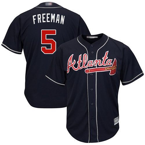 Braves #5 Freddie Freeman Navy Blue Cool Base Stitched Youth MLB Jersey