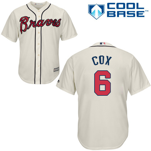 Braves #6 Bobby Cox Cream Cool Base Stitched Youth MLB Jersey
