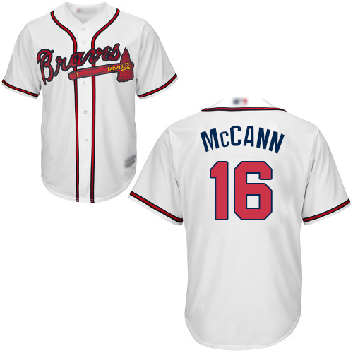 Braves #16 Brian McCann White Cool Base Stitched Youth MLB Jersey