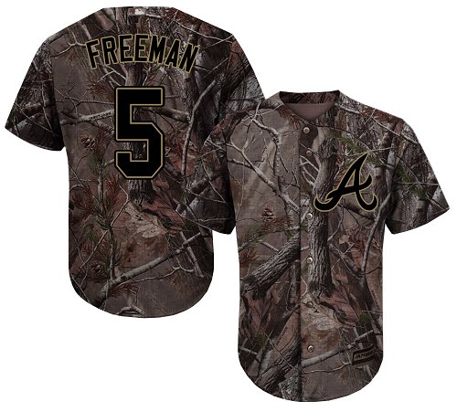 Braves #5 Freddie Freeman Camo Realtree Collection Cool Base Stitched Youth MLB Jersey