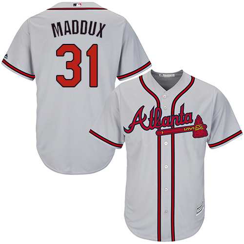 Braves #31 Greg Maddux Grey Cool Base Stitched Youth MLB Jersey