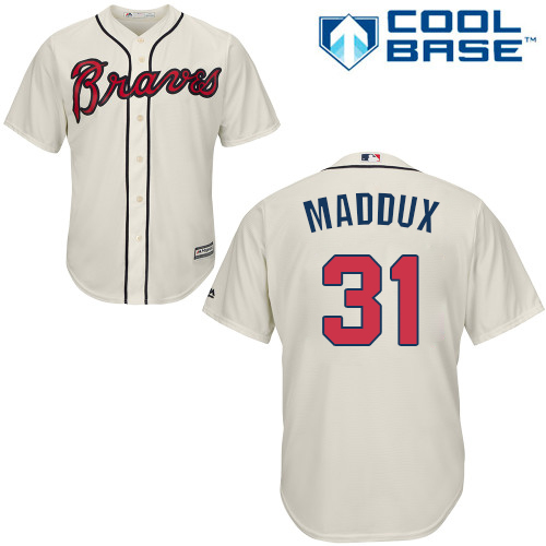 Braves #31 Greg Maddux Cream Cool Base Stitched Youth MLB Jersey