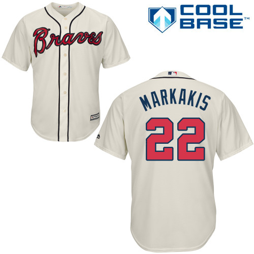 Braves #22 Nick Markakis Cream Cool Base Stitched Youth MLB Jersey