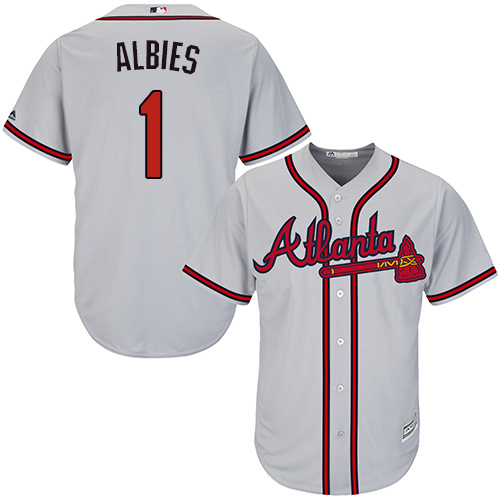 Braves #1 Ozzie Albies Grey Cool Base Stitched Youth MLB Jersey
