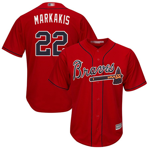Braves #22 Nick Markakis Red Cool Base Stitched Youth MLB Jersey