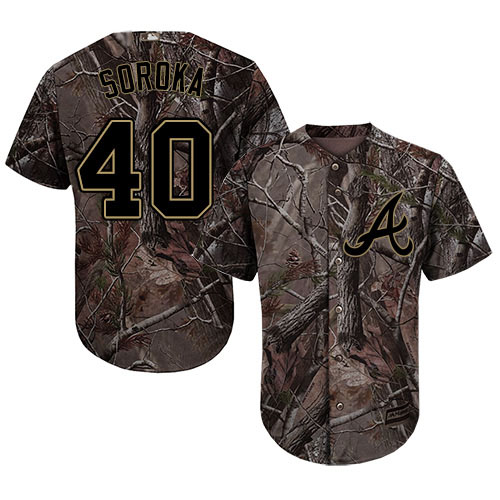 Braves #40 Mike Soroka Camo Realtree Collection Cool Base Stitched Youth MLB Jersey