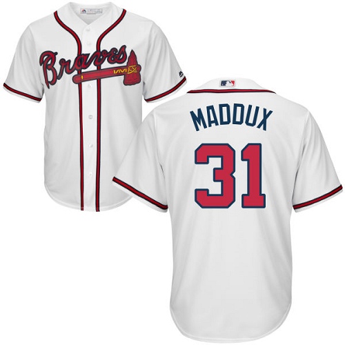 Braves #31 Greg Maddux White Cool Base Stitched Youth MLB Jersey