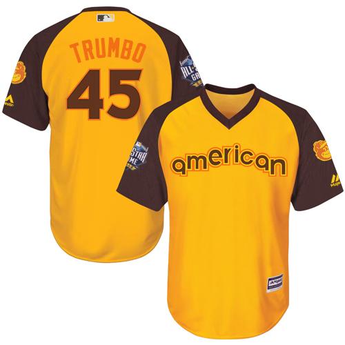 Orioles #45 Mark Trumbo Gold 2016 All-Star American League Stitched Youth MLB Jersey