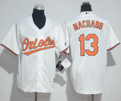 Orioles #13 Manny Machado White Cool Base Stitched Youth MLB Jersey