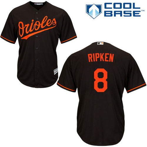 Orioles #8 Cal Ripken Black Cool Base Stitched Youth MLB Jersey