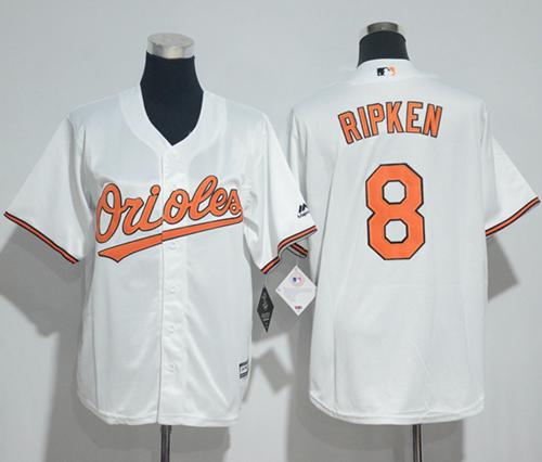 Orioles #8 Cal Ripken White Cool Base Stitched Youth MLB Jersey