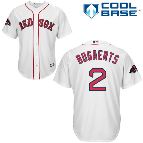 Red Sox #2 Xander Bogaerts White Cool Base 2018 World Series Champions Stitched Youth MLB Jersey