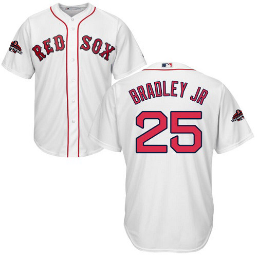 Red Sox #25 Jackie Bradley Jr White Cool Base 2018 World Series Champions Stitched Youth MLB Jersey